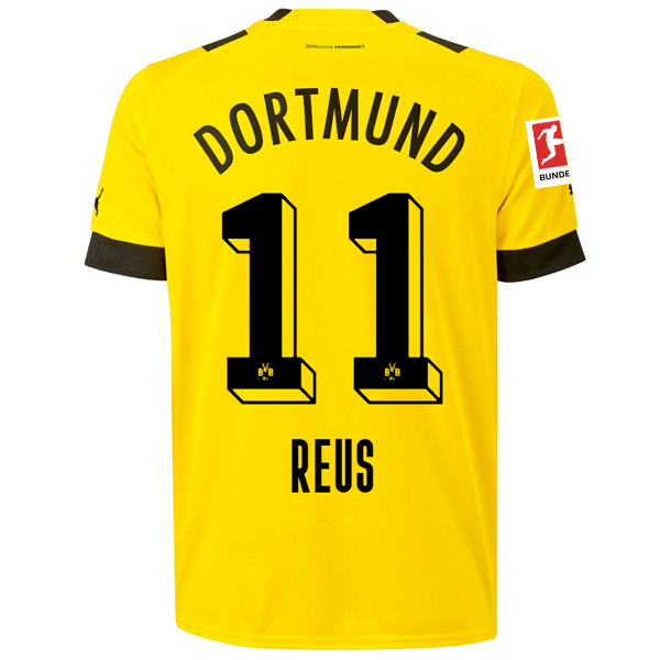 Puma BVB Dortmund Marco Reus Home Jersey w/ Bundesliga Patch 22/23 (Cyber Yellow/Black) | SoccerWearhouse