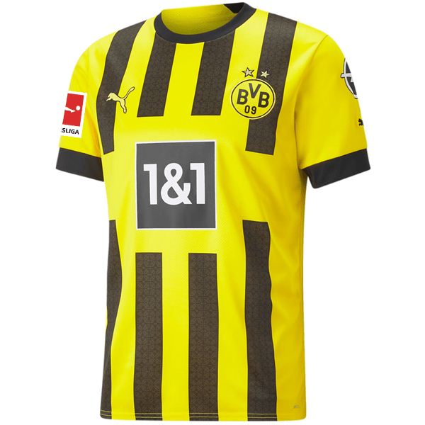 Puma BVB Dortmund Thorgan Hazard Home Jersey w/ Bundesliga Patch 22/23 (Cyber Yellow/Black) | SoccerWearhouse