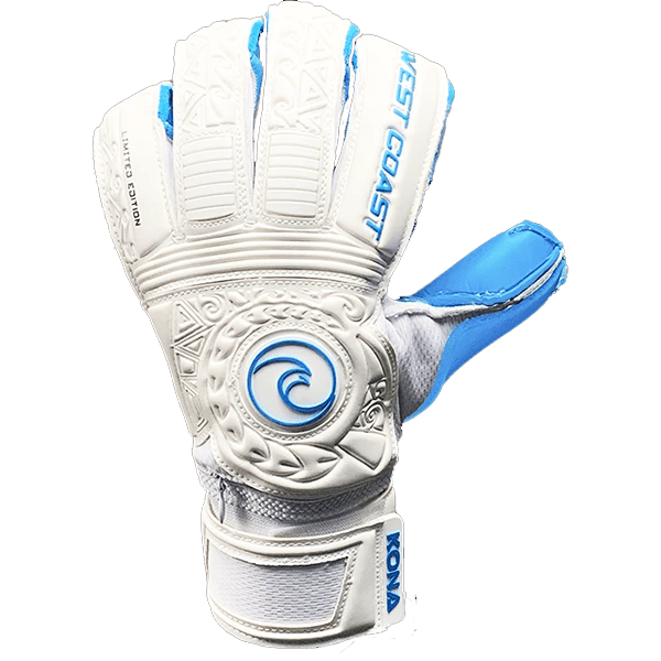 West Coast Pure Kona Cyan Goalkeeper Gloves (White/Cyan) | SoccerWearhouse